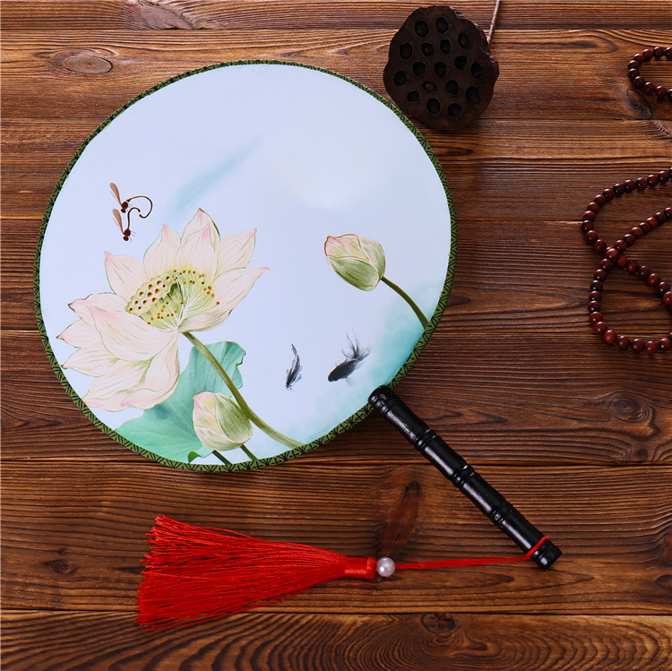 Round Classical Double Sided Womens Circular Dance For Court Attire Hanfu Fan, Advertising Fan - Image 4