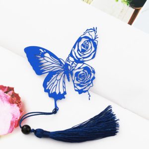 Rose Butterfly Chinese Style Metal Bookmark Classical Cultural Creative Gift Engraving Bookmark