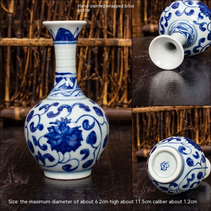 Jingdezhen Ceramic Small Vase Hydroponic Antique Shelf Ornament Hand-painted Blue And White Porcelain Bottle Souvenirs - Image 10
