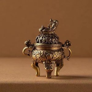Antique Three-legged Double-ear Incense Burner With Lid