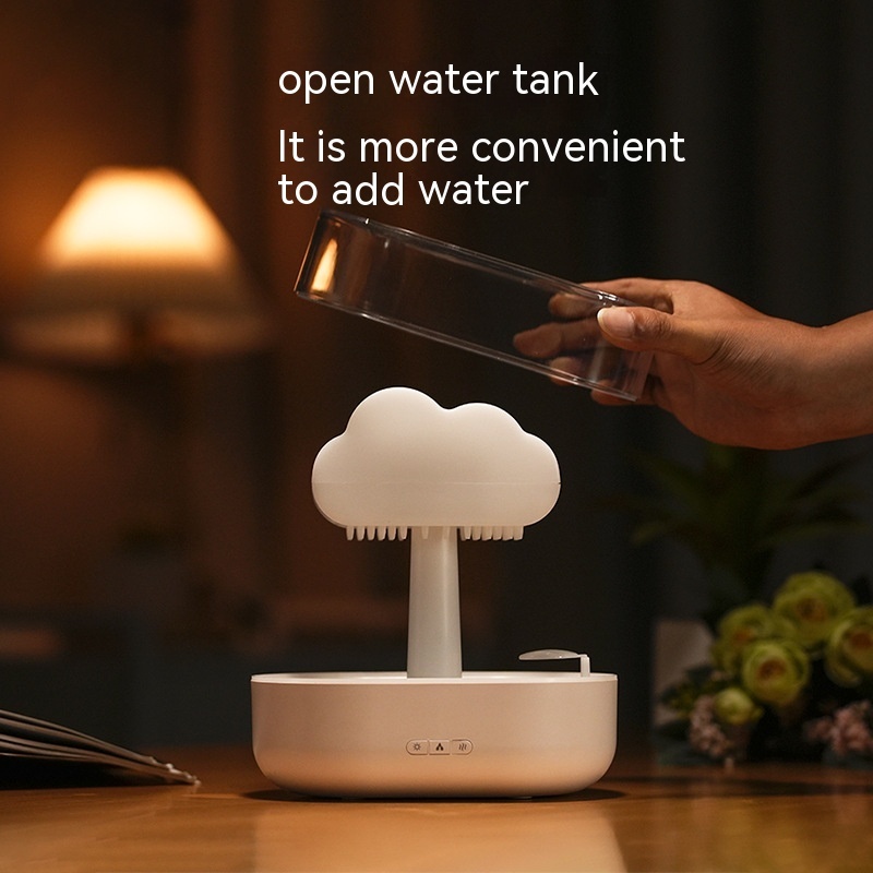 Rain Cloud Night Light Humidifier With Raining Water Drop Sound And 7 Color Led Light Essential Oil Diffuser Aromatherapy - Image 8