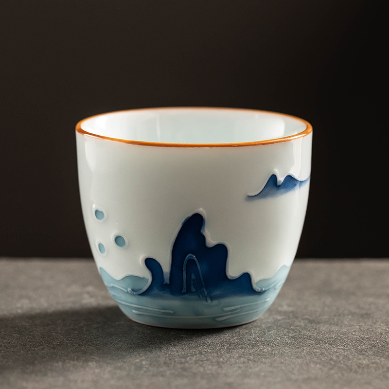 White Jade Hand Painted Tea Cup Porcelain Kung Fu Tea Set - Image 6
