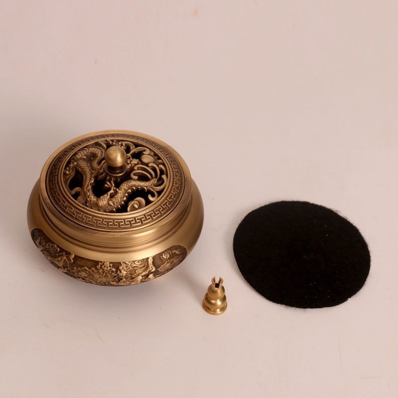 Copper Pujiang Antique Copper Incense Burner Pure Copper Incense Burner Household Zen Xuande Incense Sandalwood Incense Burner Custom Carved - Image 4