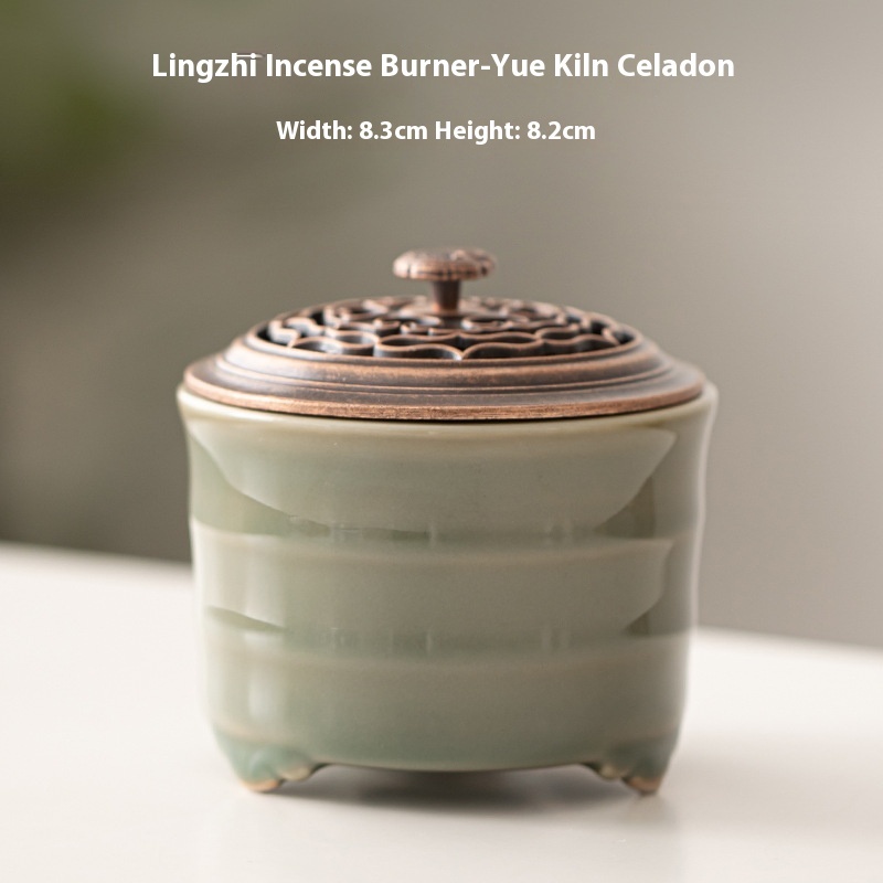 Yue Kiln Celadon Ganoderma Incense Burner Small Ceramic - Image 4