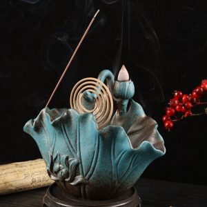 Withered Lotus Listening Rain Ceramic Incense Burner Home Indoor