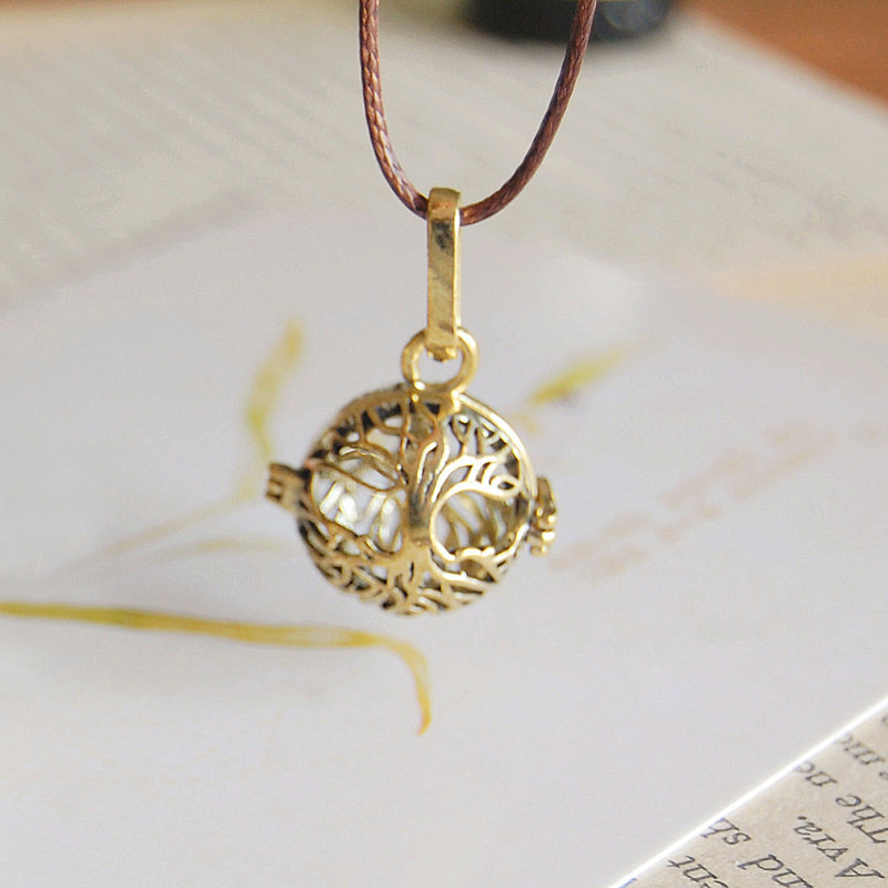 Vintage Tree Of Life Aromatherapy Essential Oil Sachet Ball Necklace - Image 4