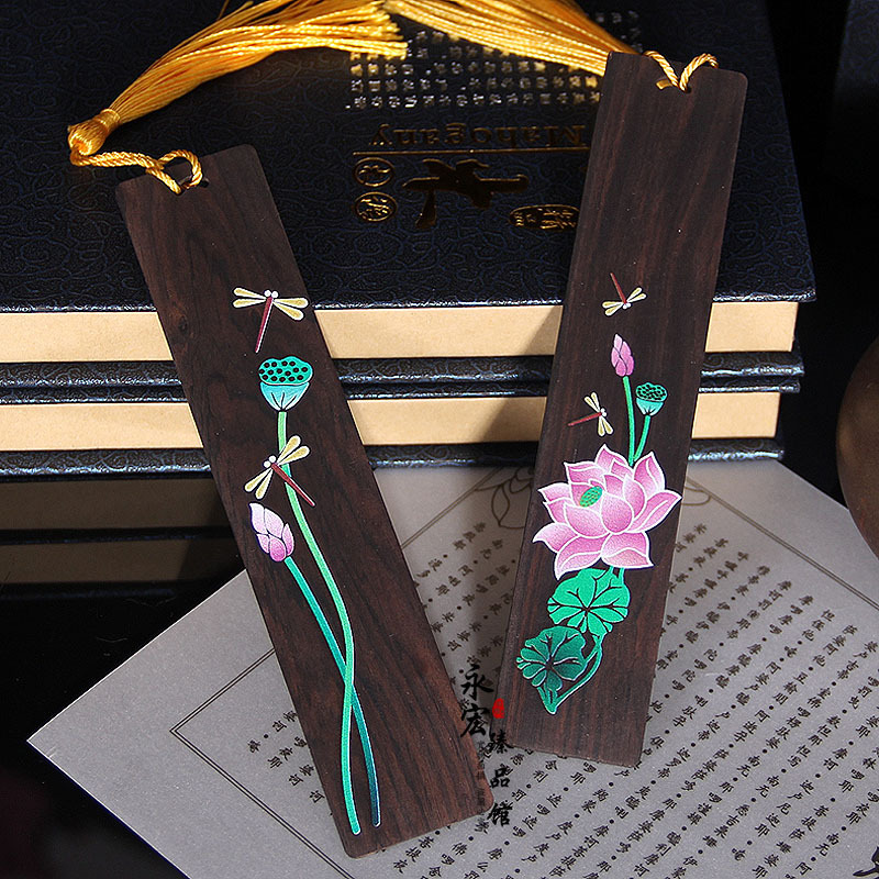 Painted Lotus Bookmark Set Chinese Style Crafts - Image 2