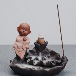 Purple Clay Backflow Incense Burner Ceramic Little Monk Little Novice Maitreya Lotus Lotus Backflow Smoke Incense Burner