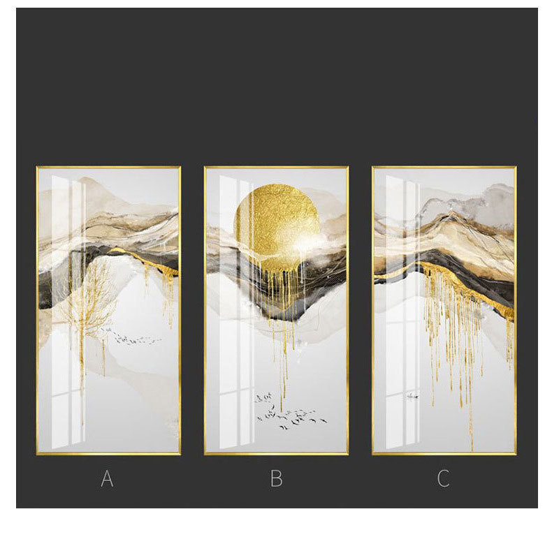 New Chinese Style Background Wall Decorative Painting Vertical Version Gilt Entrance Door Ink Landscape Painting - Image 2