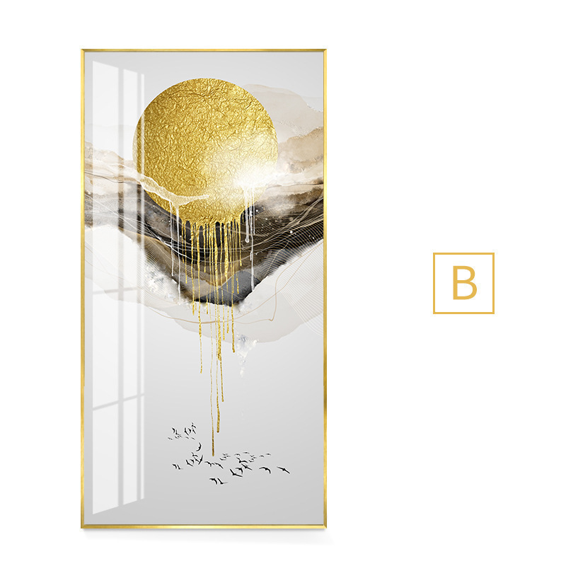 New Chinese Style Background Wall Decorative Painting Vertical Version Gilt Entrance Door Ink Landscape Painting - Image 4