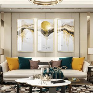 New Chinese Style Background Wall Decorative Painting Vertical Version Gilt Entrance Door Ink Landscape Painting