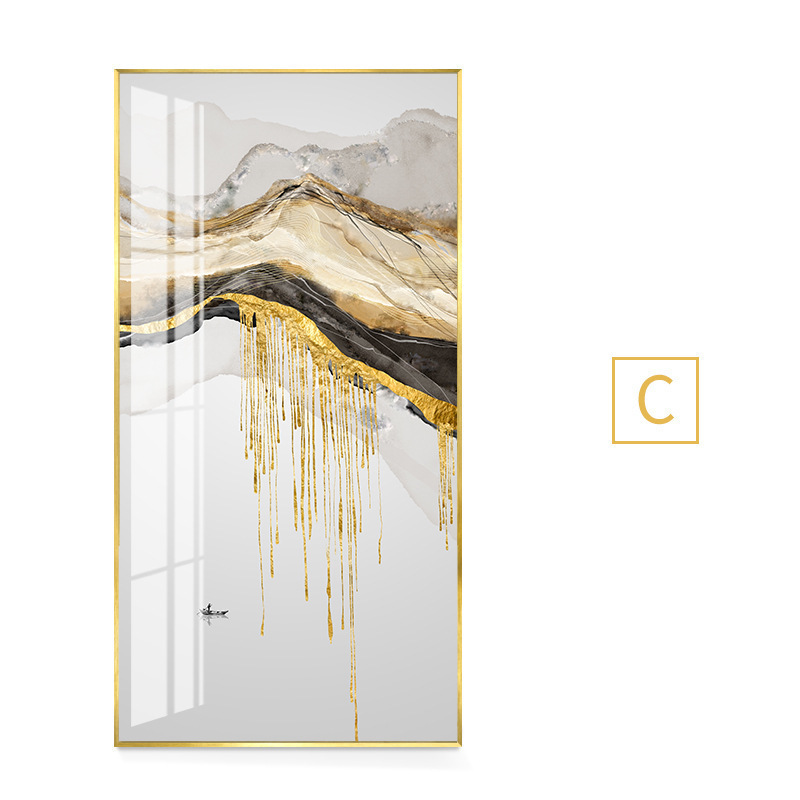 New Chinese Style Background Wall Decorative Painting Vertical Version Gilt Entrance Door Ink Landscape Painting - Image 5
