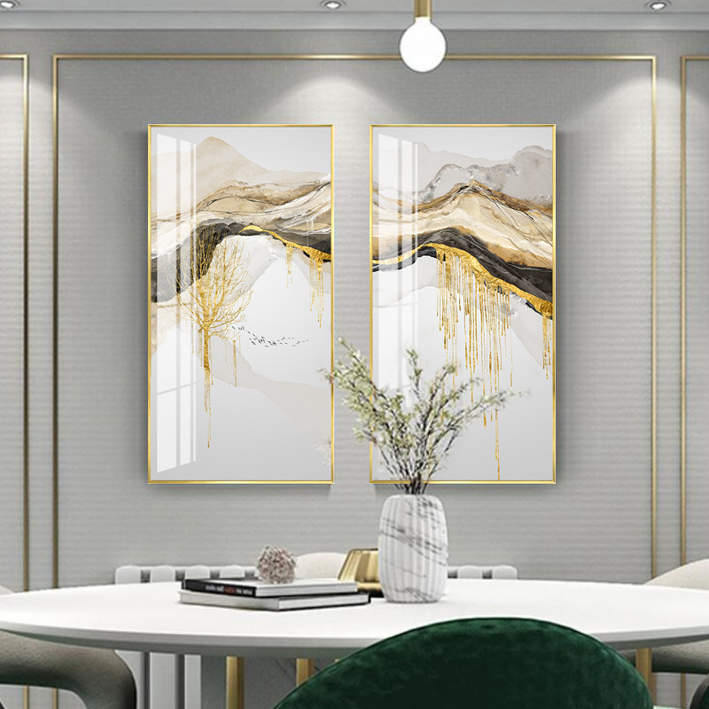New Chinese Style Background Wall Decorative Painting Vertical Version Gilt Entrance Door Ink Landscape Painting - Image 6