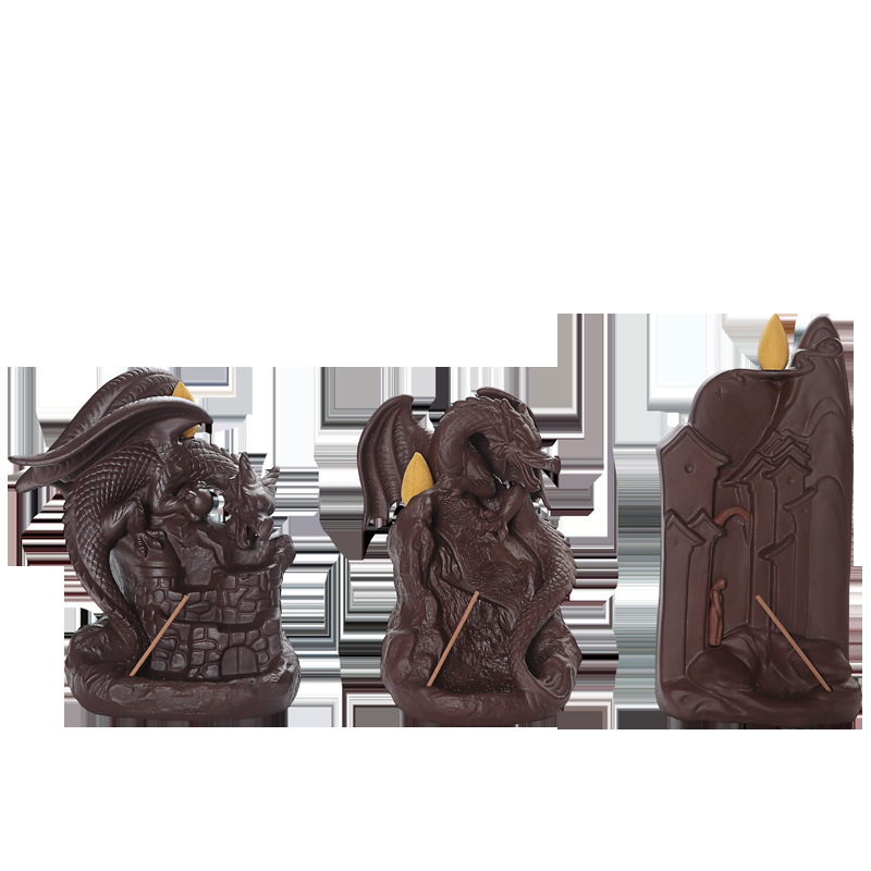 Zisha Ceramic Incense Burner Flying Dragon Ornaments Incense Mountain Flowing Water Incense Burner - Image 3