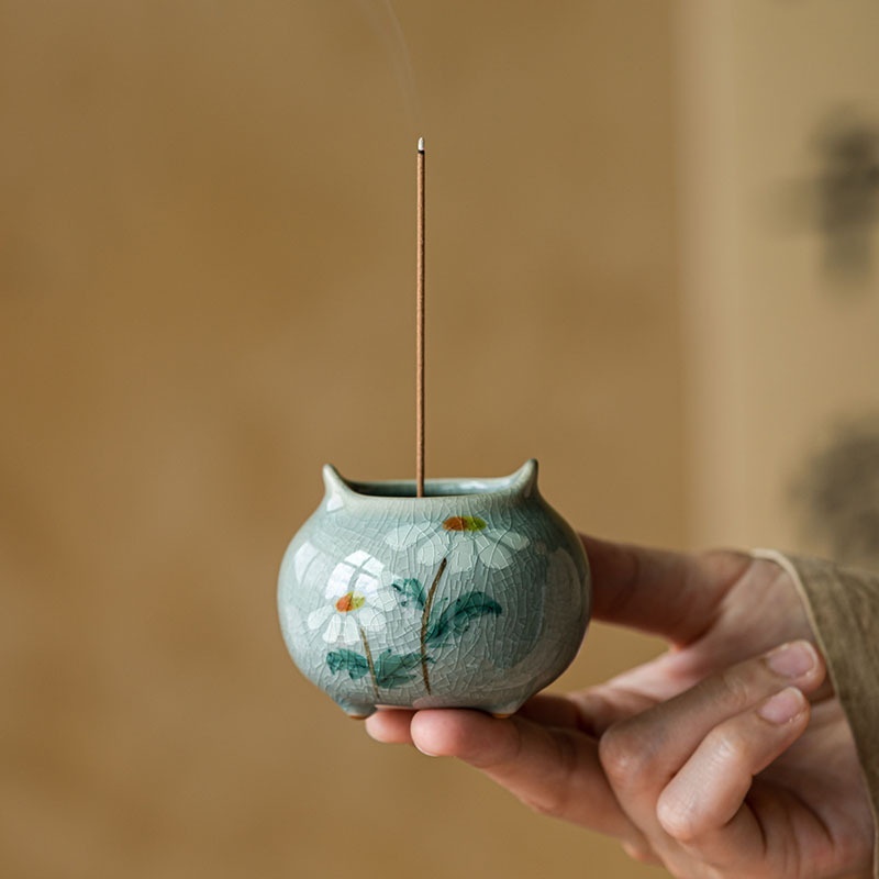 Creative Ice Crack Hand Painted Small Incense Burner Home Indoor Incense Ceremony Decoration - Image 5