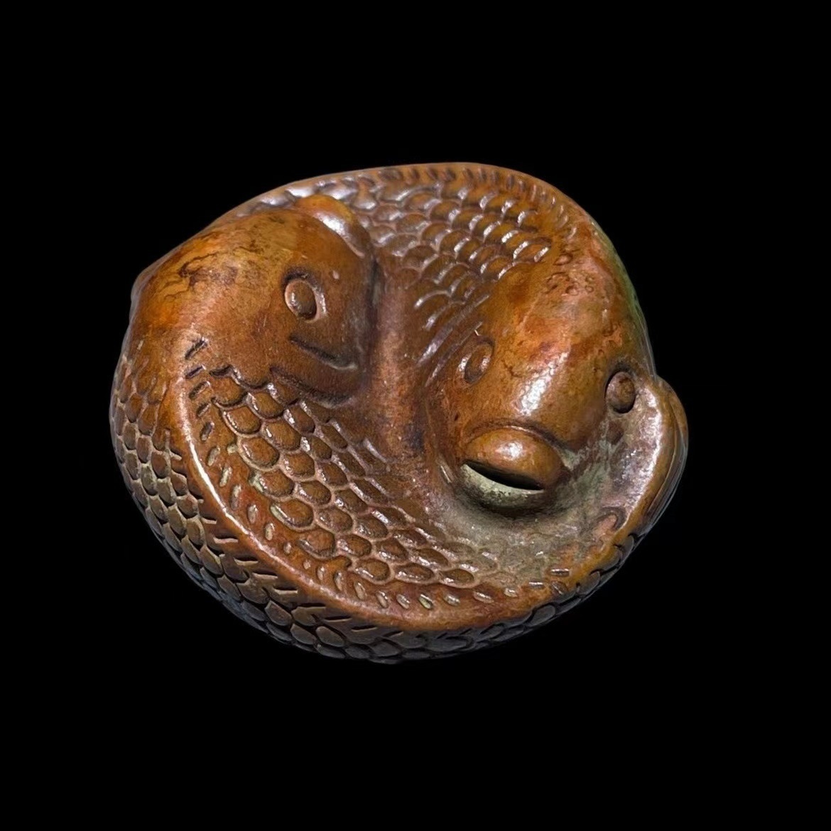 Year After Year There Is Surplus Retro Copper Double Fish Paperweight Fish-shaped Pen Holder Solid Copper