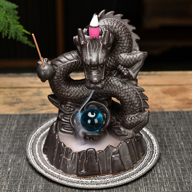 Zisha Dragon Backflow Incense Burner Tea Ceremony Zen Ornaments - Image 2