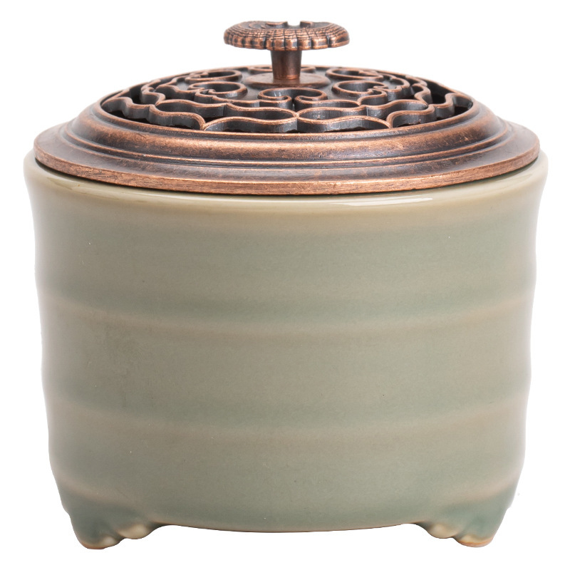 Yue Kiln Celadon Ganoderma Incense Burner Small Ceramic - Image 3