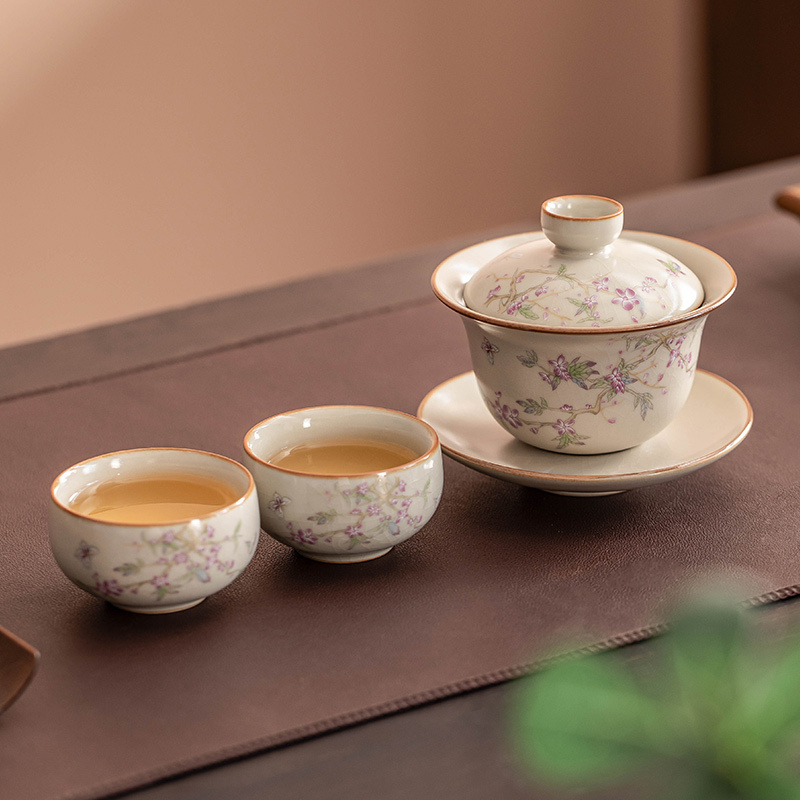 Household High-end Ceramic Tea Bowl Large Kung Fu Tea Set - Image 2