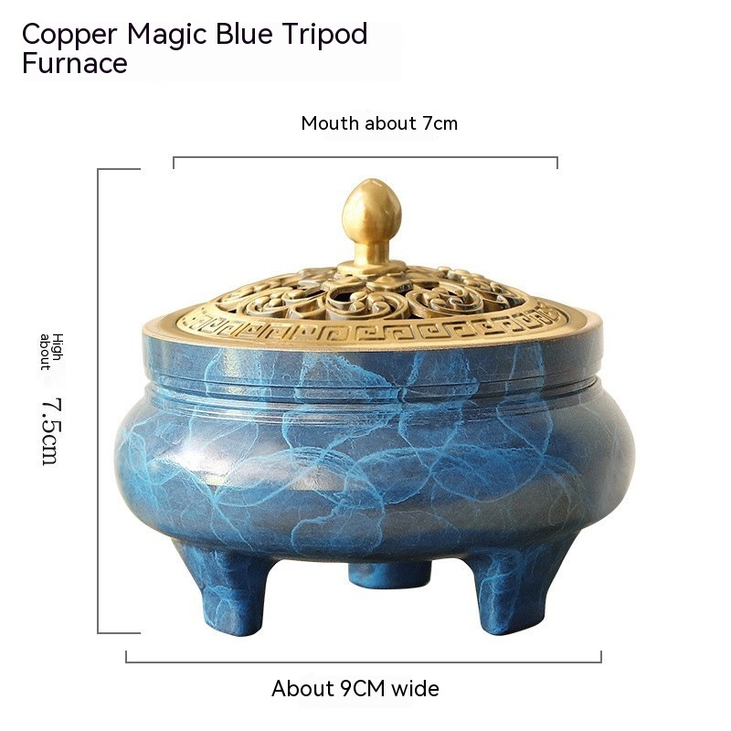 Three-legged Copper Incense Burner Pure Copper Antique Sandalwood Stove - Image 3
