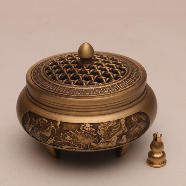 Copper Pujiang Antique Copper Incense Burner Pure Copper Incense Burner Household Zen Xuande Incense Sandalwood Incense Burner Custom Carved - Image 3
