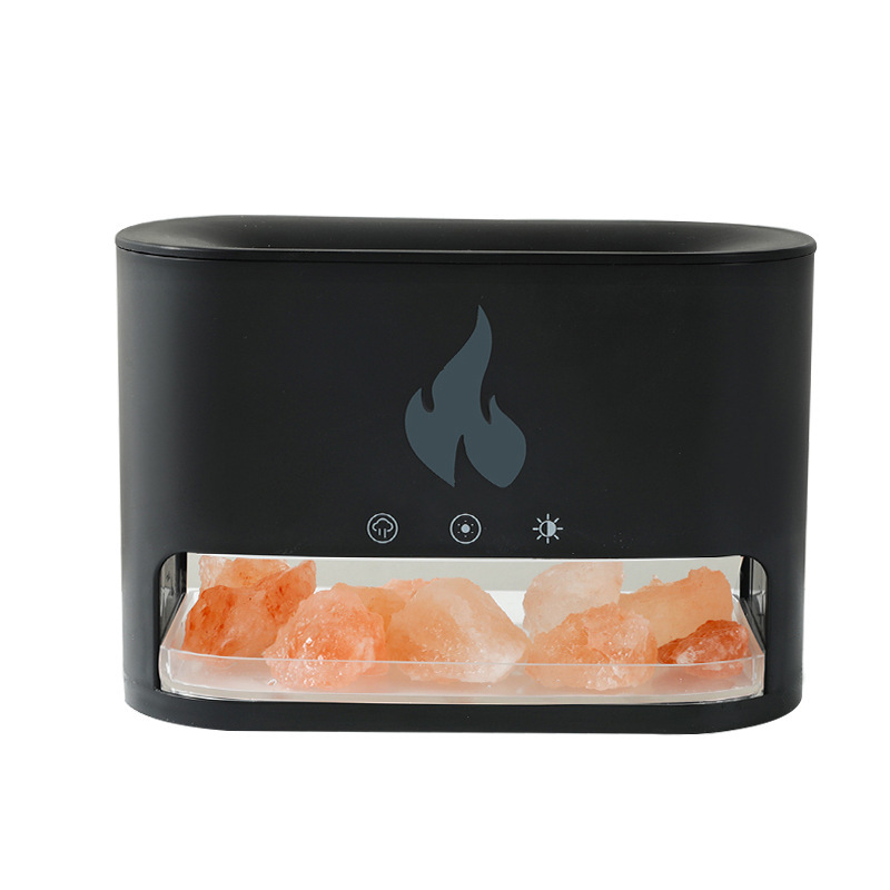 New Flame Humidifier Aromatherapy Machine Crystal Salt Stone Colorful Atmosphere Lamp Flame 3d Simulation Flame Humidifier Household Essential - Image 7