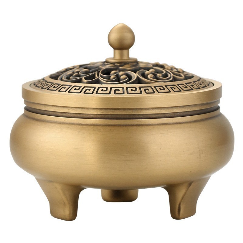 Three-legged Copper Incense Burner Pure Copper Antique Sandalwood Stove - Image 4