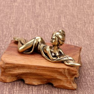 Pure Copper Ancient Maid Paperweight Ornament Brass Pen Holder