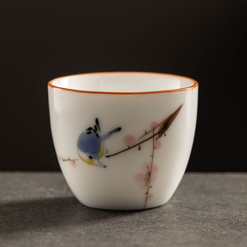 White Jade Hand Painted Tea Cup Porcelain Kung Fu Tea Set - Image 9