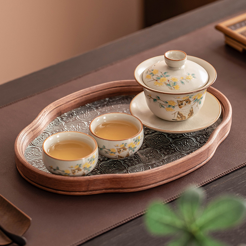 Household High-end Ceramic Tea Bowl Large Kung Fu Tea Set - Image 4