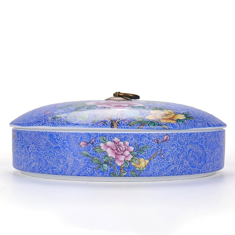 Enamel Tea Caddy Ceramic Sealed Pu’er Tea Box Tea Cake