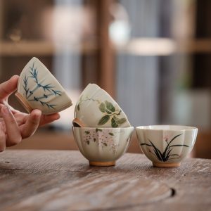 Hand Painted Begonia Cup Master Cup Set Porcelain Kung Fu Tea Set Tea Cup