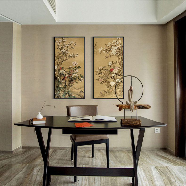 Quadruple Flower And Bird Chinese Painting Entrance Vertical Plate Painting - Image 8