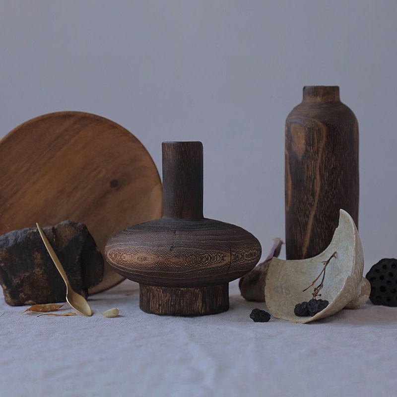 Chinese Style Retro Solid Wood Wood Zen Dried Flower Vase Home Decoration Ornaments - Image 2