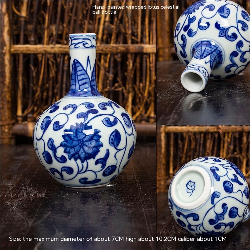 Jingdezhen Ceramic Small Vase Hydroponic Antique Shelf Ornament Hand-painted Blue And White Porcelain Bottle Souvenirs - Image 9