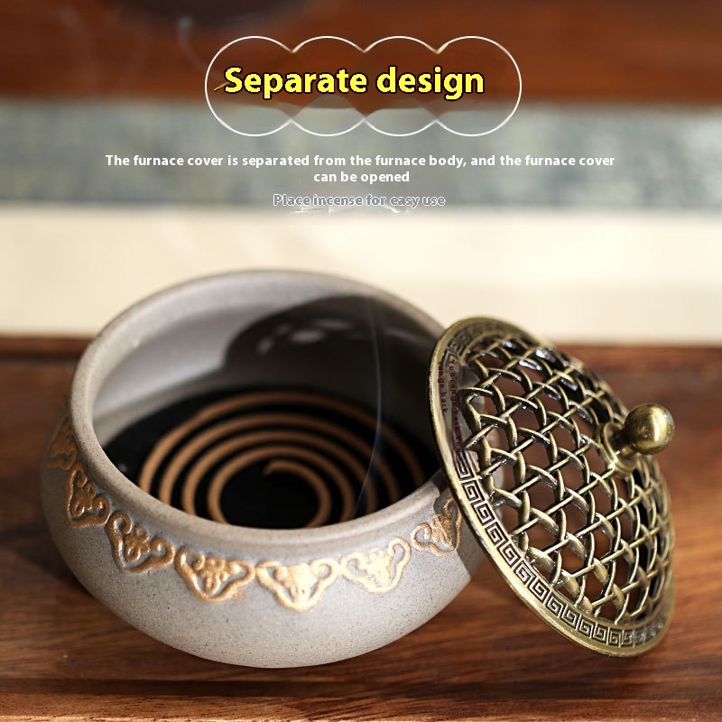 Xiangyun Frosted Ceramic Tripod Incense Burner - Image 5