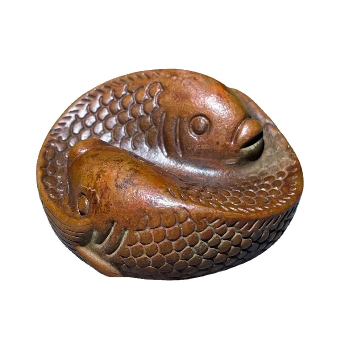 Year After Year There Is Surplus Retro Copper Double Fish Paperweight Fish-shaped Pen Holder Solid Copper - Image 2