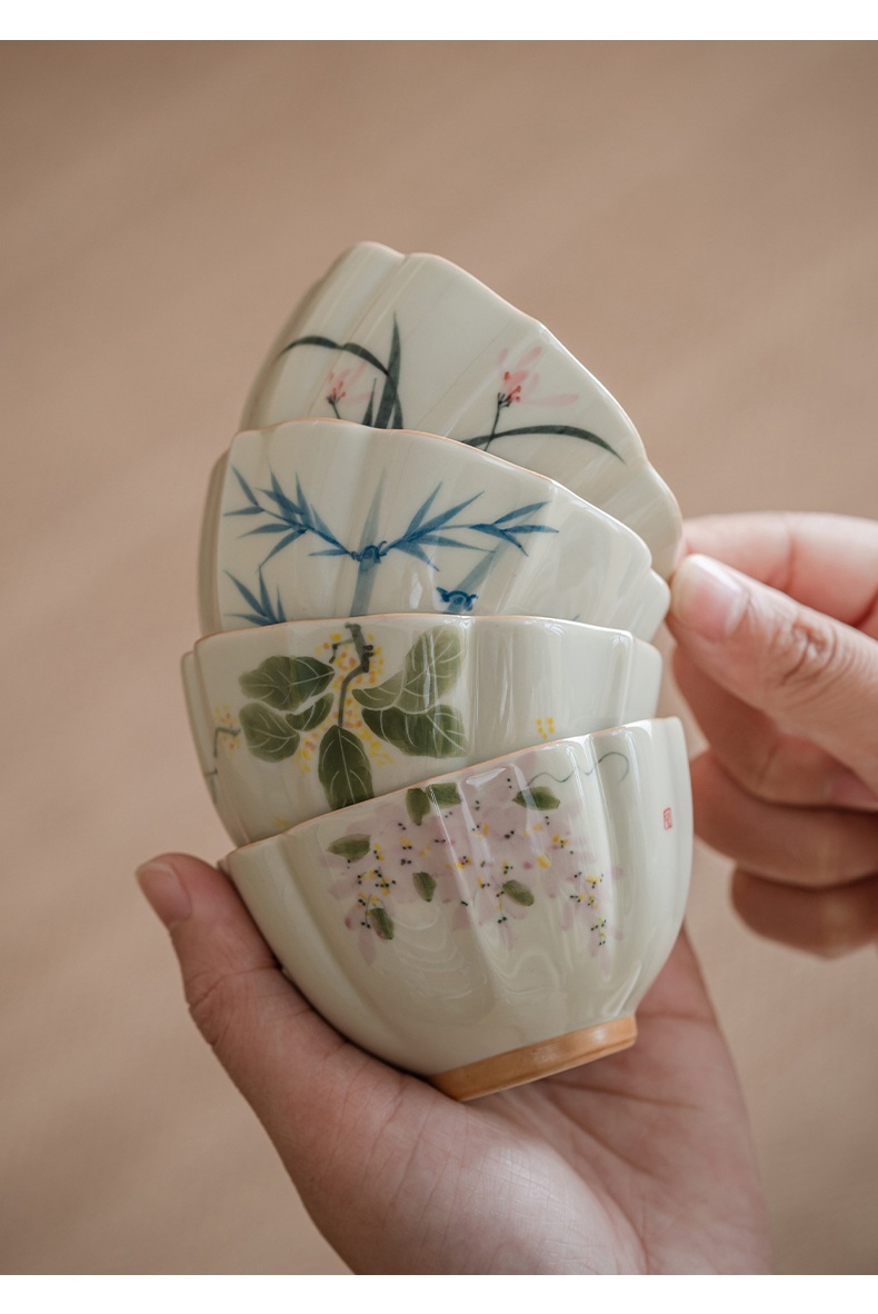 Hand Painted Begonia Cup Master Cup Set Porcelain Kung Fu Tea Set Tea Cup - Image 5