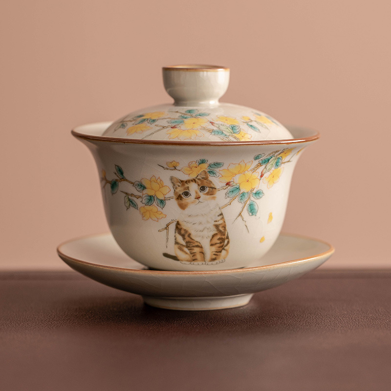 Household High-end Ceramic Tea Bowl Large Kung Fu Tea Set - Image 3
