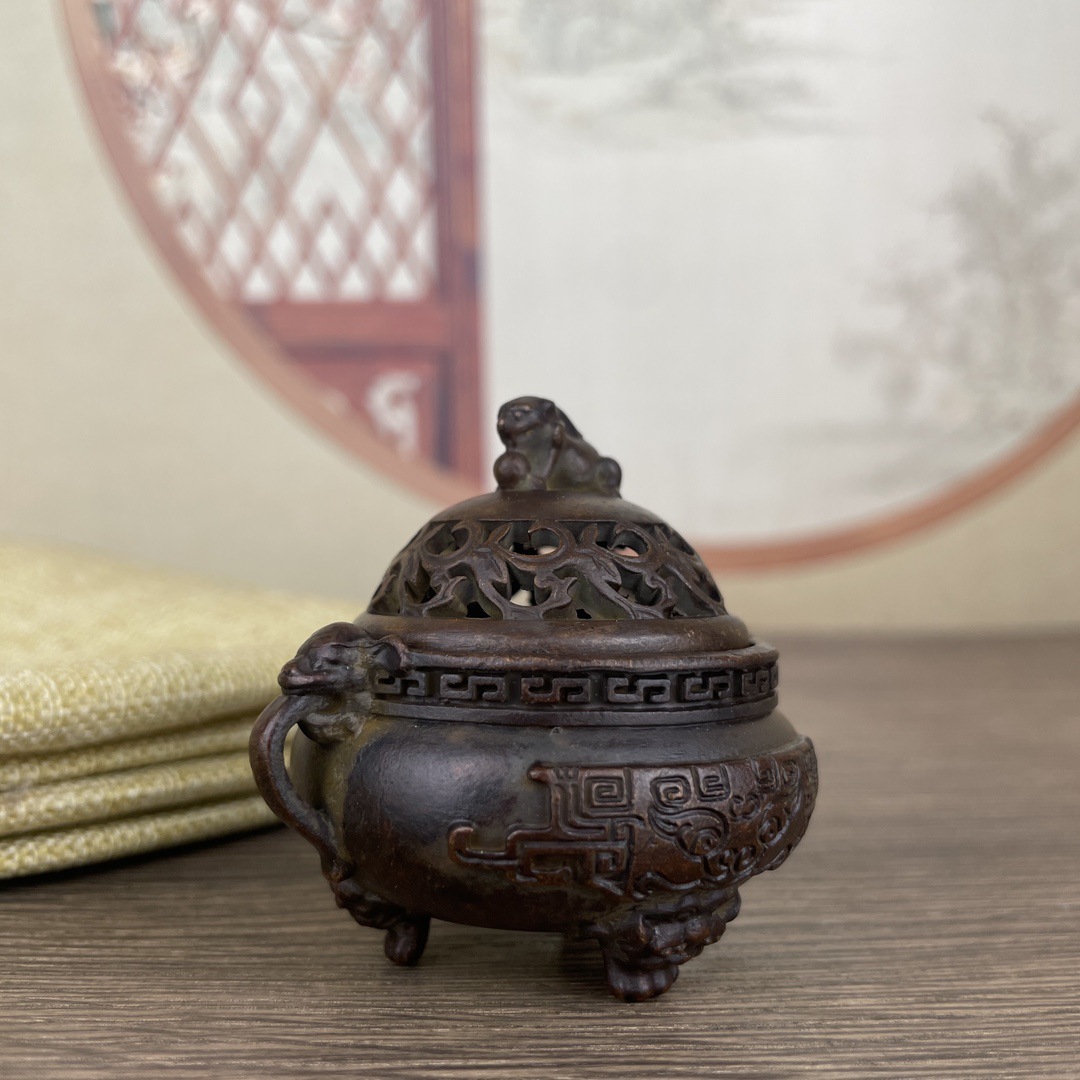 Vintage Brass Incense Burner Desktop Ornament Sandalwood Censer - Image 5
