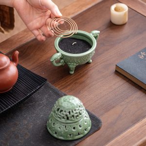 Chinese-style Celadon Ceramic Three-legged Censer For Incense And Agarwood