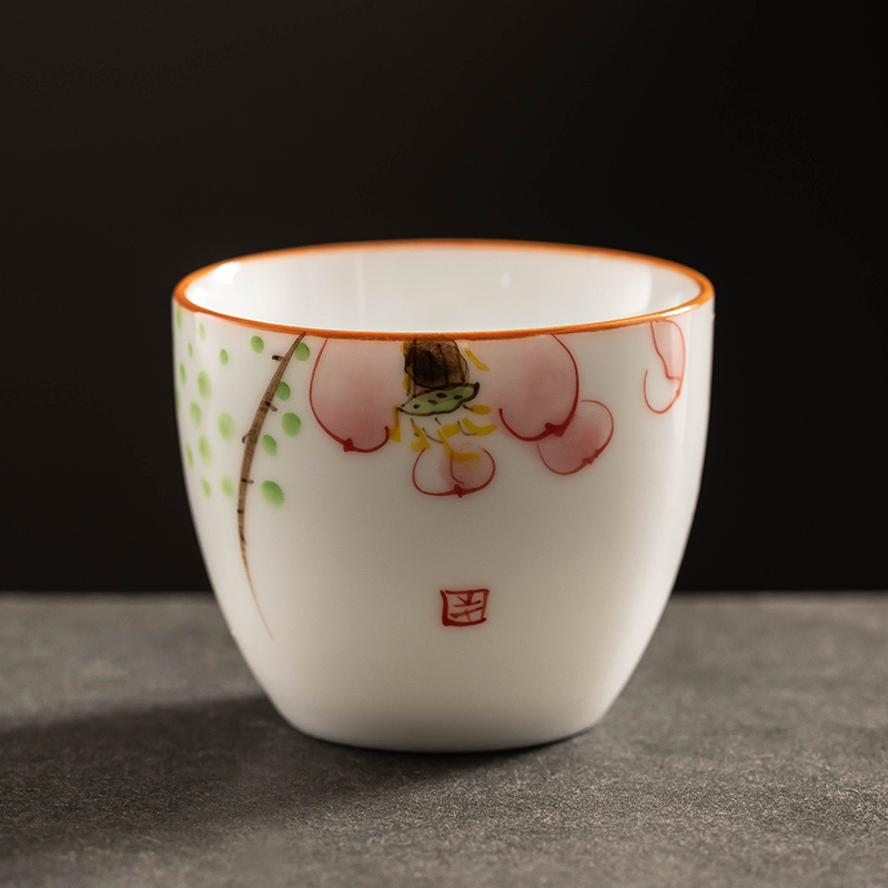 White Jade Hand Painted Tea Cup Porcelain Kung Fu Tea Set - Image 5
