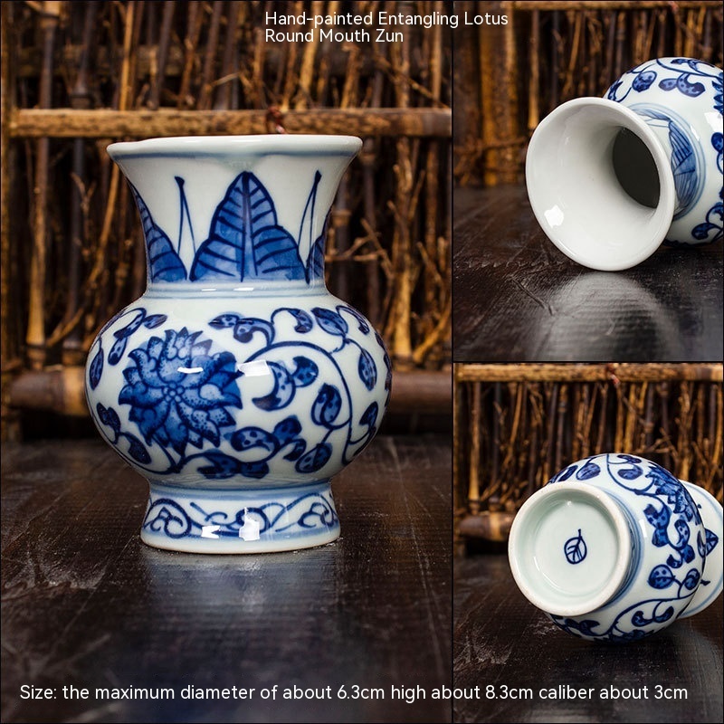 Jingdezhen Ceramic Small Vase Hydroponic Antique Shelf Ornament Hand-painted Blue And White Porcelain Bottle Souvenirs - Image 6
