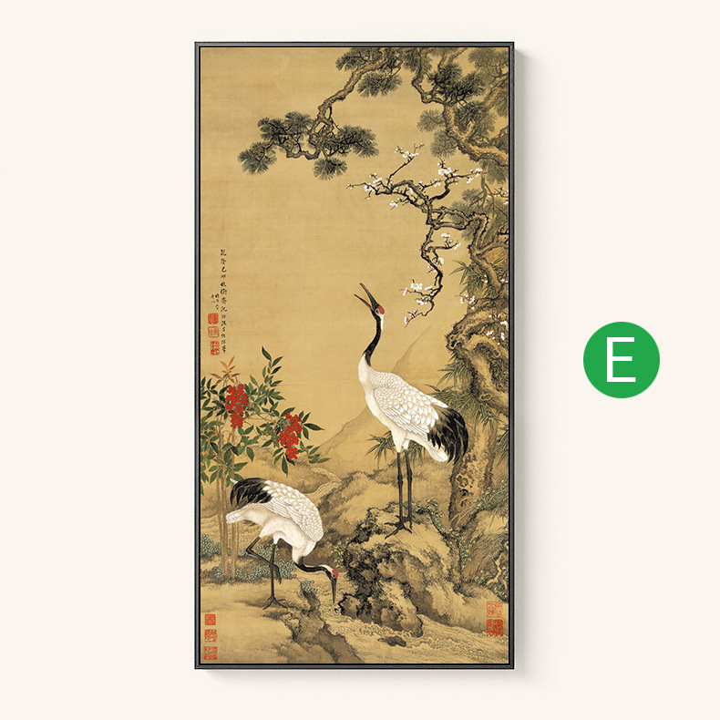 Quadruple Flower And Bird Chinese Painting Entrance Vertical Plate Painting - Image 5
