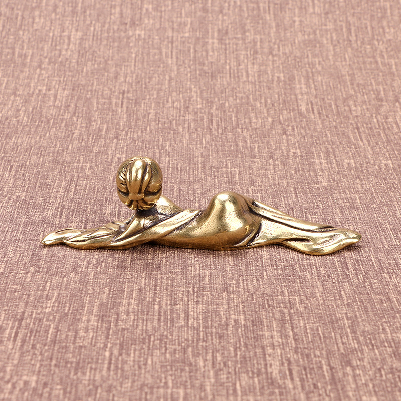 Pure Copper Ancient Maid Paperweight Ornament Brass Pen Holder - Image 2