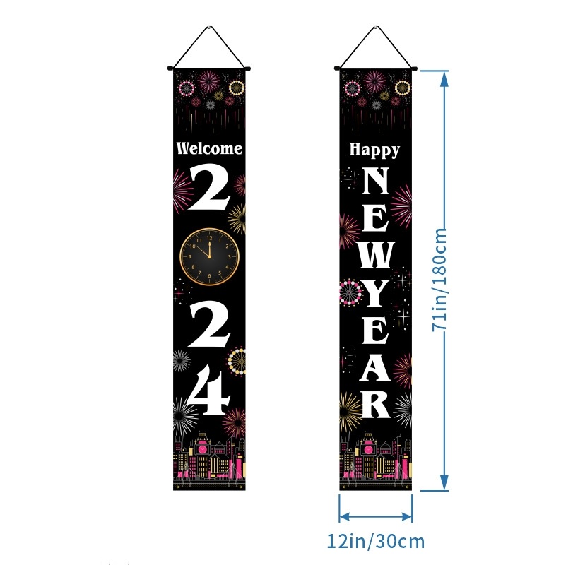 New Year Decoration Party Door Curtain Black Gold New Year Photo Couplet - Image 5