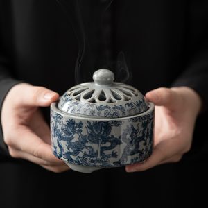 Blue And White Fragrant Seal Aroma Plate Incense Burner