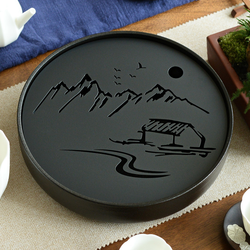 Ceramic round tea tray household dry tea tray - Image 3