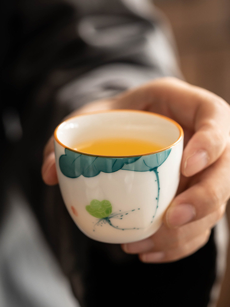White Jade Hand Painted Tea Cup Porcelain Kung Fu Tea Set - Image 3