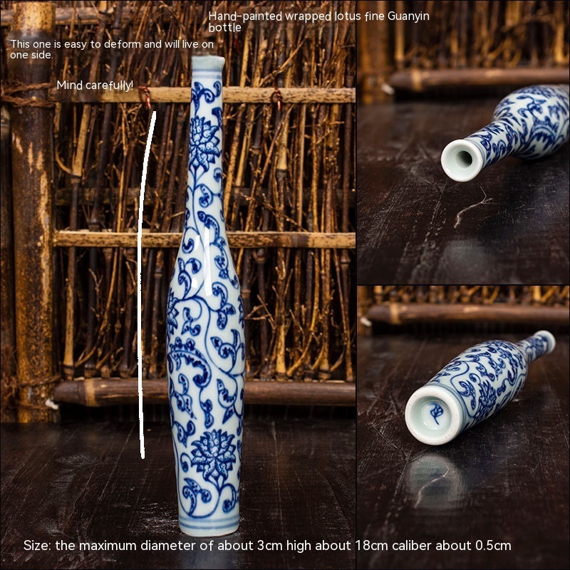 Jingdezhen Ceramic Small Vase Hydroponic Antique Shelf Ornament Hand-painted Blue And White Porcelain Bottle Souvenirs - Image 8